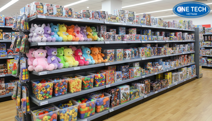 Kệ kim loại sơn tĩnh điện trưng bày đồ chơi trẻ em cho cửa hàng