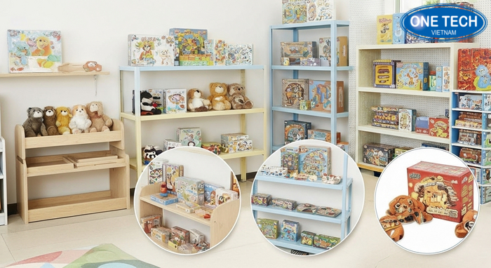 Tổng quan các mẫu kệ trưng bày đồ chơi trẻ em theo chất liệu và kiểu dáng