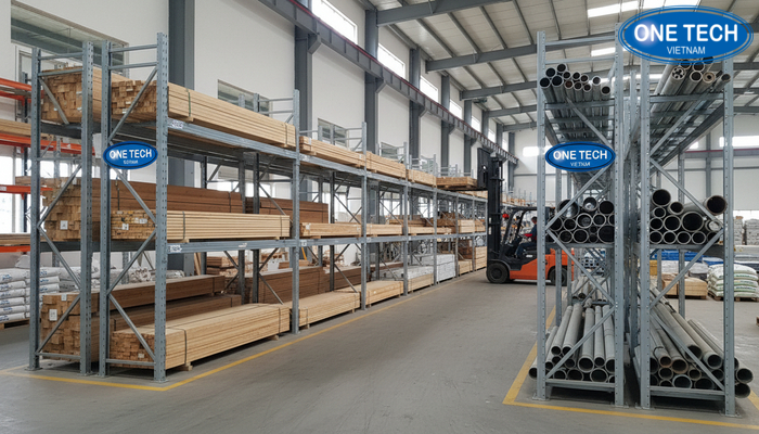 Kệ tay đỡ lưu trữ gỗ thanh theo từng tầng và từng bó