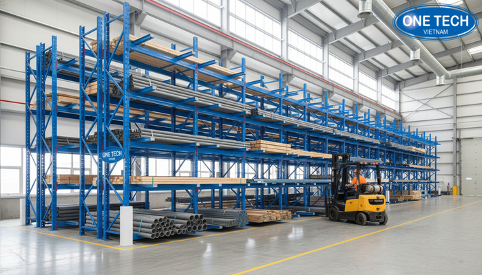 Logo OneTech và hotline tư vấn kệ tay đỡ tại Bắc Ninh