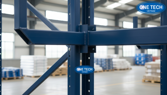 Mặt cắt tay đỡ kệ cantilever và vị trí chịu lực