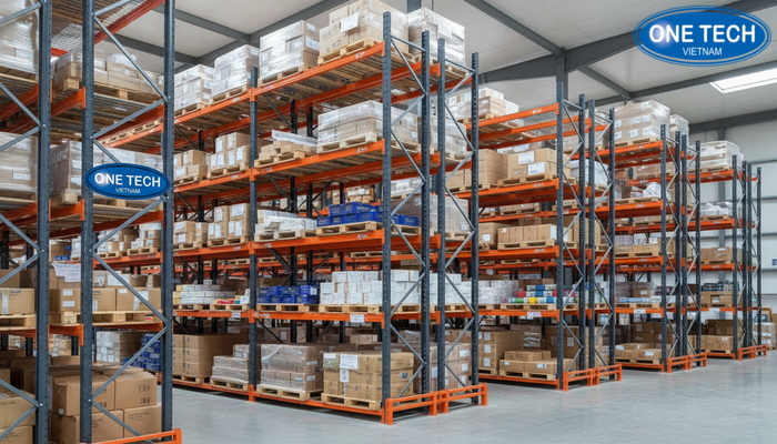 Minh họa thiết kế kệ selective theo kích thước pallet và số vị trí mỗi tầng