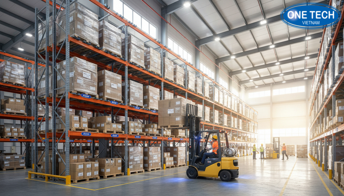 Mô hình kho sử dụng hệ thống lưu kho pallet tối ưu lối đi và vị trí