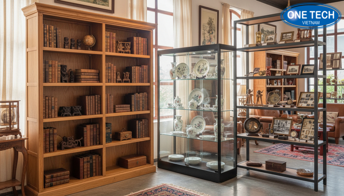 Showroom kệ trưng bày đồ cổ Bắc Ninh Showroom trưng bày kệ trưng bày đồ cổ tại Bắc Ninh