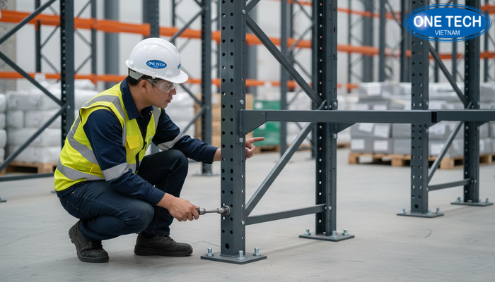 Sơ đồ vị trí cần kiểm tra khi bảo trì kệ tay đỡ gồm tay đỡ brace chân đế và bulong neo