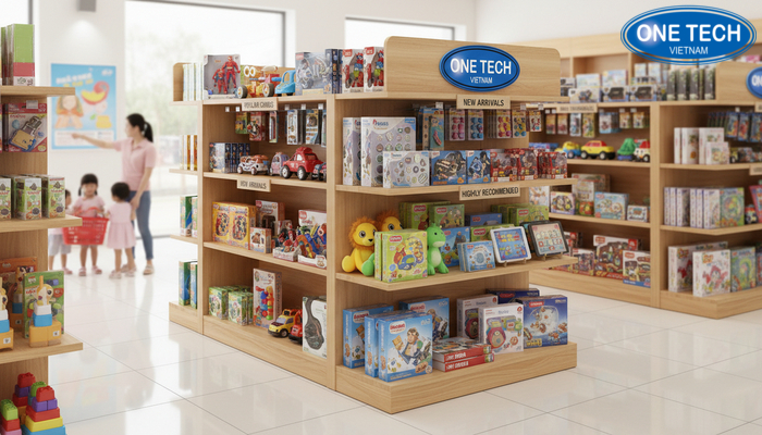 Video demo kệ trưng bày đồ chơi trẻ em tại cửa hàng và lớp học