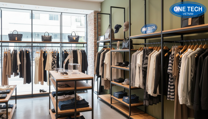 Minh hoa bang gia ke shop thoi trang Minh hoa muc gia ke treo quan ao va ke dao theo chat lieu