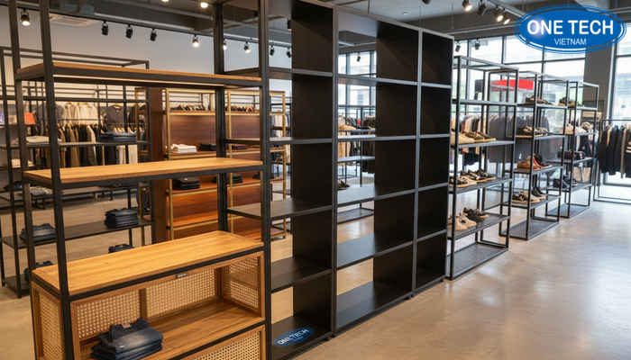 Mau ke shop quan ao Bac Ninh Bo suu tap mau ke trung bay shop quan ao tai Bac Ninh do OneTech thi cong