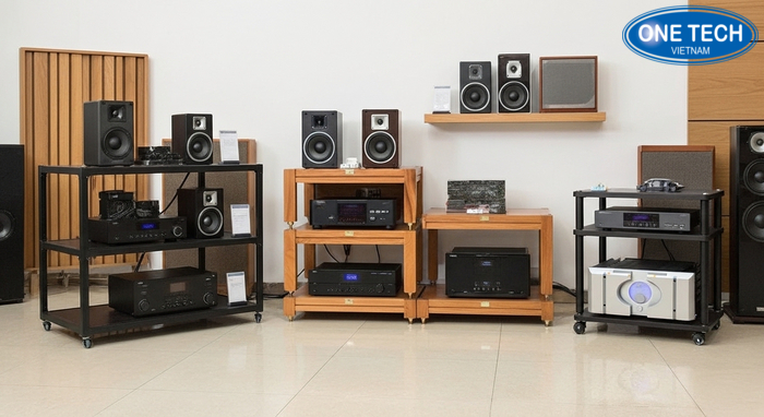 Bộ sưu tập mẫu kệ trưng bày loa và amply nhiều kiểu dáng