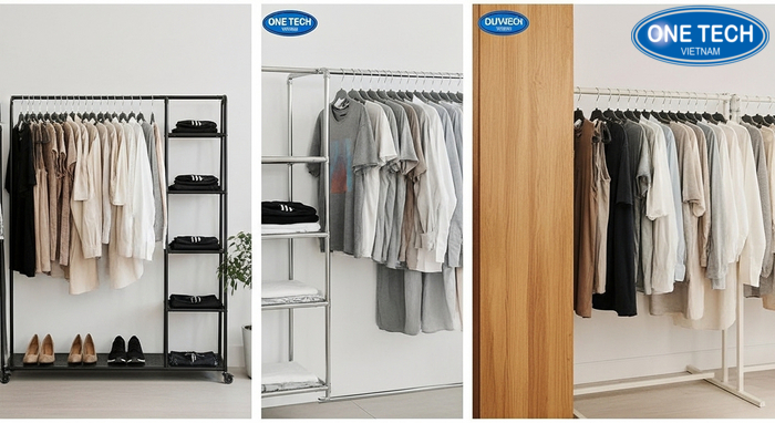 Chat lieu ke trung bay shop quan ao So sanh chat lieu ke sat son tinh dien inox va go cong nghiep