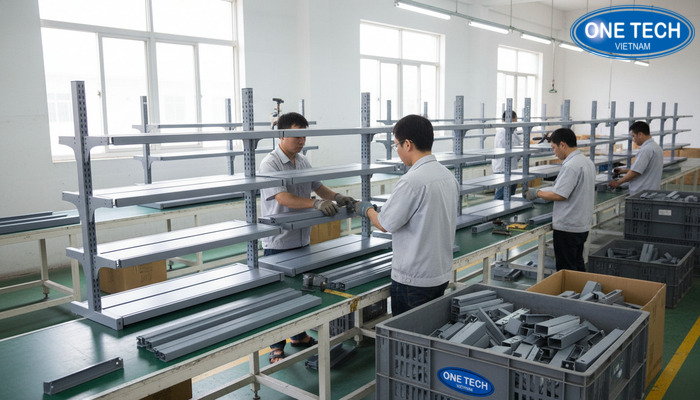 Dây chuyền sản xuất kệ trưng bày phụ kiện điện thoại