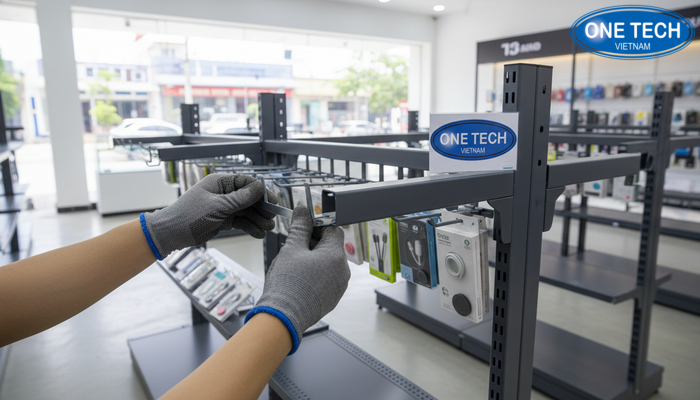 Bước 3 bắt khung và kiểm tra liên kết kệ treo móc