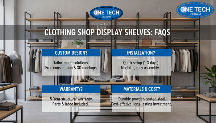 FAQ ke trung bay shop quan ao Infographic tong hop cau hoi thuong gap ve ke trung bay shop quan ao