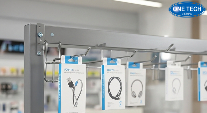 Kệ treo móc phụ kiện điện thoại trưng bày cáp sạc tai nghe