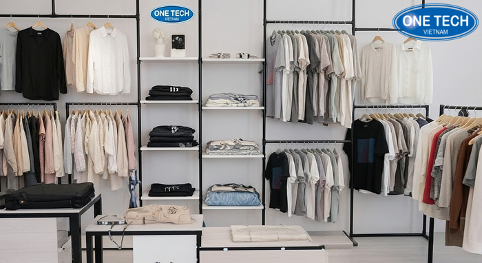 Ke treo quan ao va ke de gap do trong shop Ke treo quan ao va ke de gap do ket hop trong khong gian shop