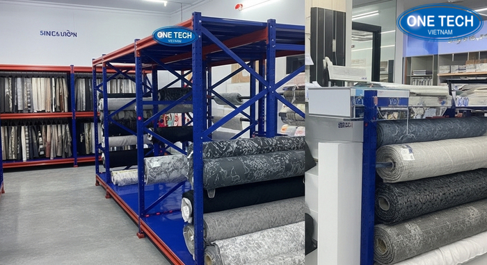 Ke trung bay vai da nang Mau ke trung bay vai da nang ket hop trung bay mau va luu tru vai cuon