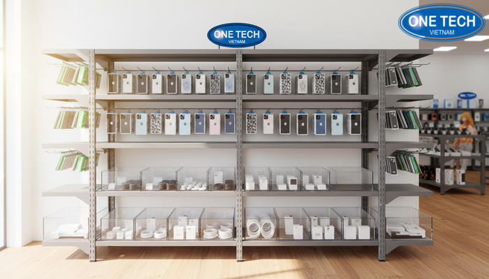 Mẫu kệ đa năng tự lắp ráp dễ thay đổi bố cục trưng bày phụ kiện điện thoại