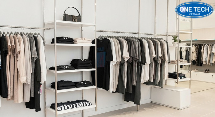 Ke shop quan ao minimalism Mau ke trung bay theo phong cach toi gian minimalism