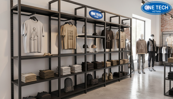 Ke shop quan ao streetwear Mau ke trung bay theo phong cach streetwear