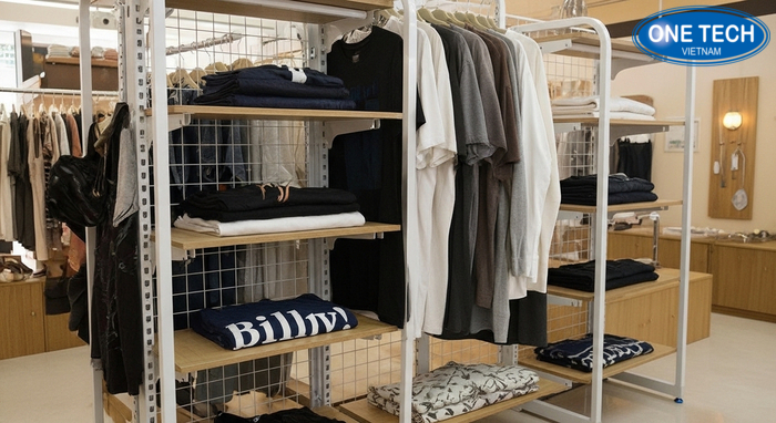 Ke shop quan ao phong cach vintage Mau ke trung bay theo phong cach vintage