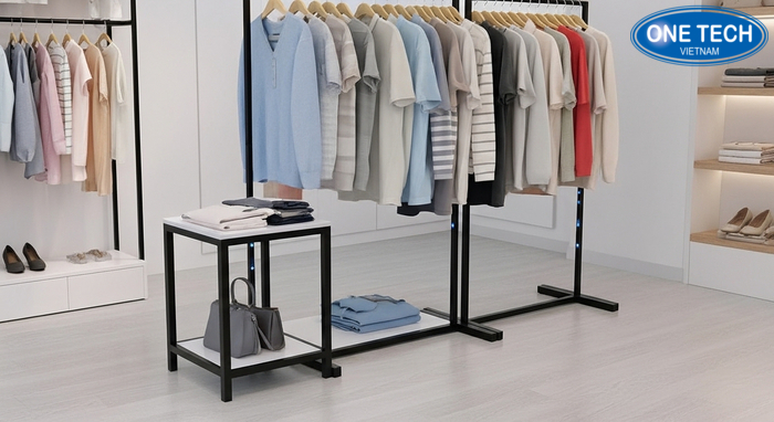 Ke treo quan ao don gian cho shop nho Mau ke treo quan ao don gian tien dung cho shop nho