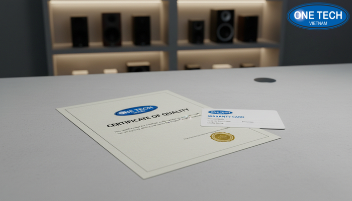 Chứng nhận và phiếu bảo hành kệ trưng bày loa