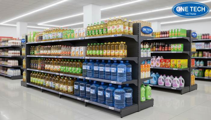 Bảng so sánh kích thước và chất liệu kệ tạp hóa So sánh thông số kệ trưng bày hàng tạp hóa theo kích thước và chất liệu