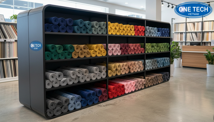 Vat lieu ke trung bay vai Be mat thep son tinh dien chong gi dung cho ke trung bay vai