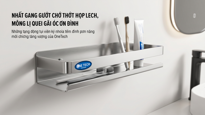 Kệ treo tường giúp tối ưu diện tích trưng bày bàn chải đánh răng