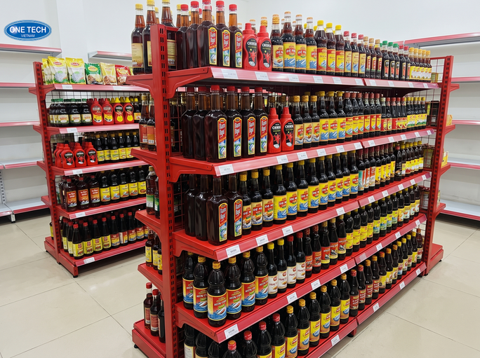 Các loại kệ trưng bày nước mắm Bắc Ninh phổ biến hiện nay